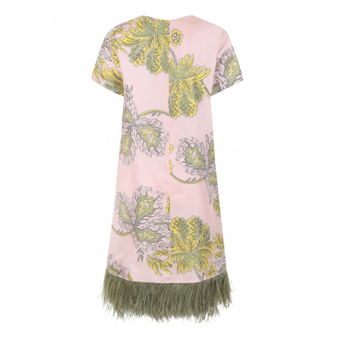 Mini swing dress with feathers