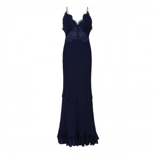 Navy lace georgette maxi dress