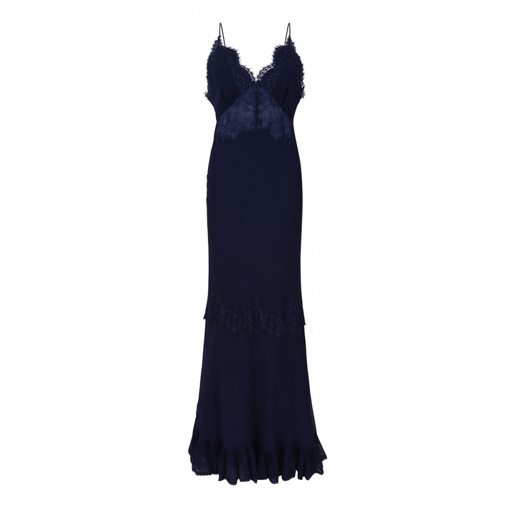 Navy lace georgette maxi dress
