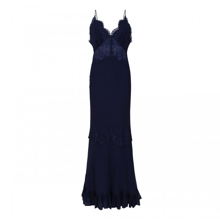 Navy lace georgette maxi dress