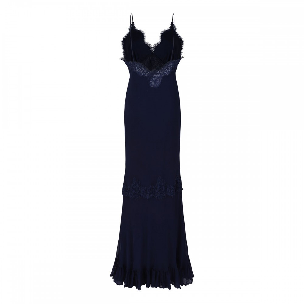 Navy lace georgette maxi dress
