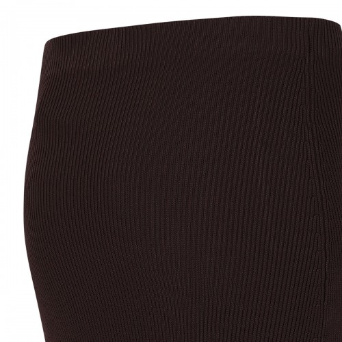 Brown ribbed knit midi skirt 2