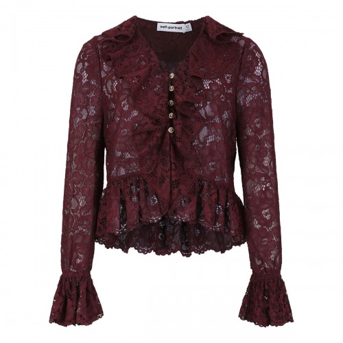 Plum lace ruffle top