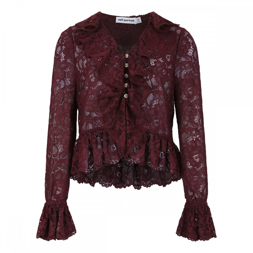 Plum lace ruffle top