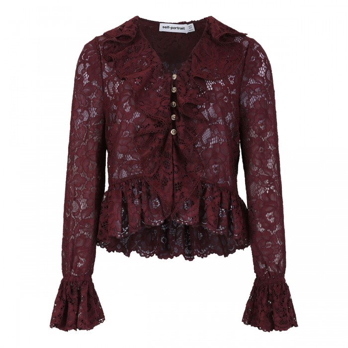 Plum lace ruffle top