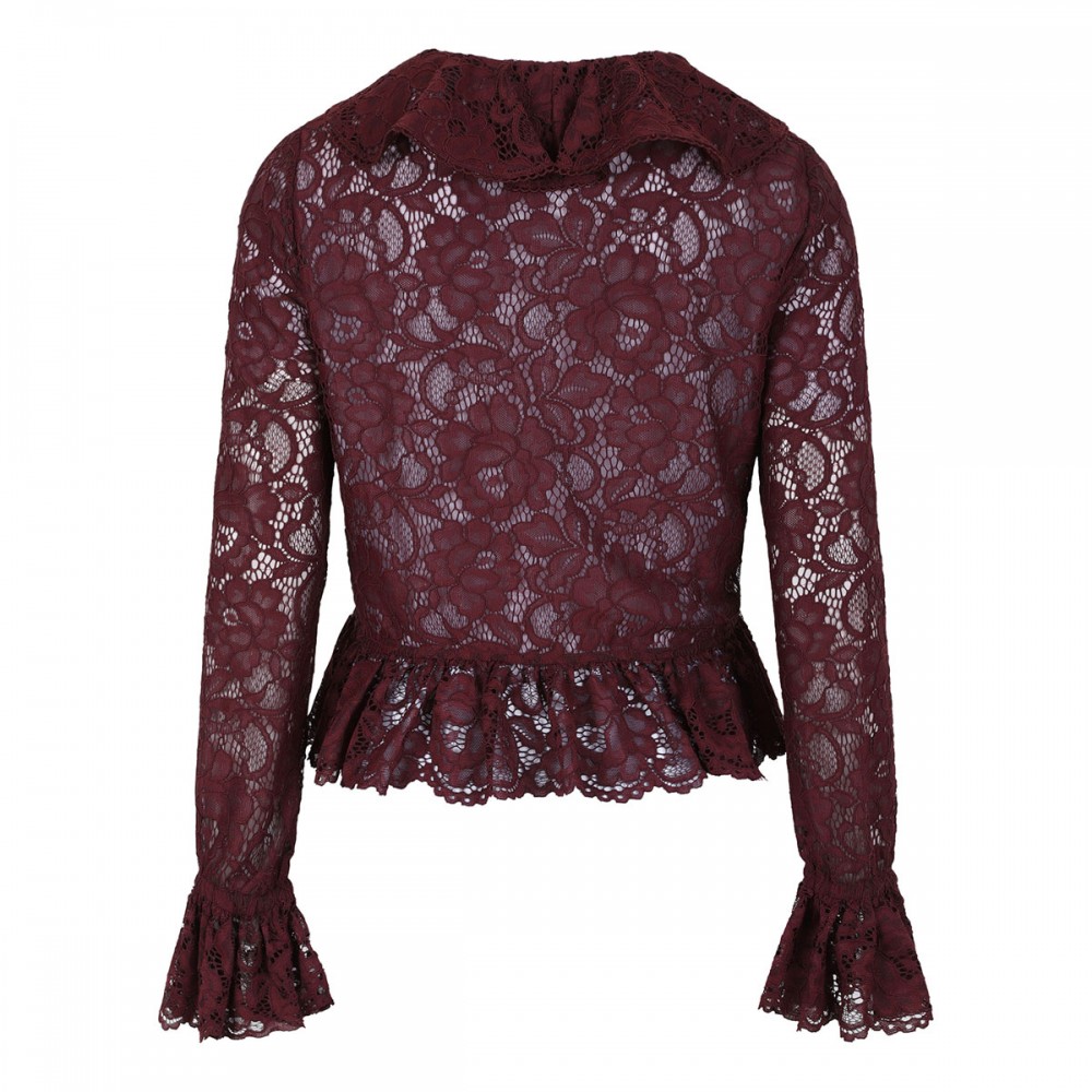 Plum lace ruffle top