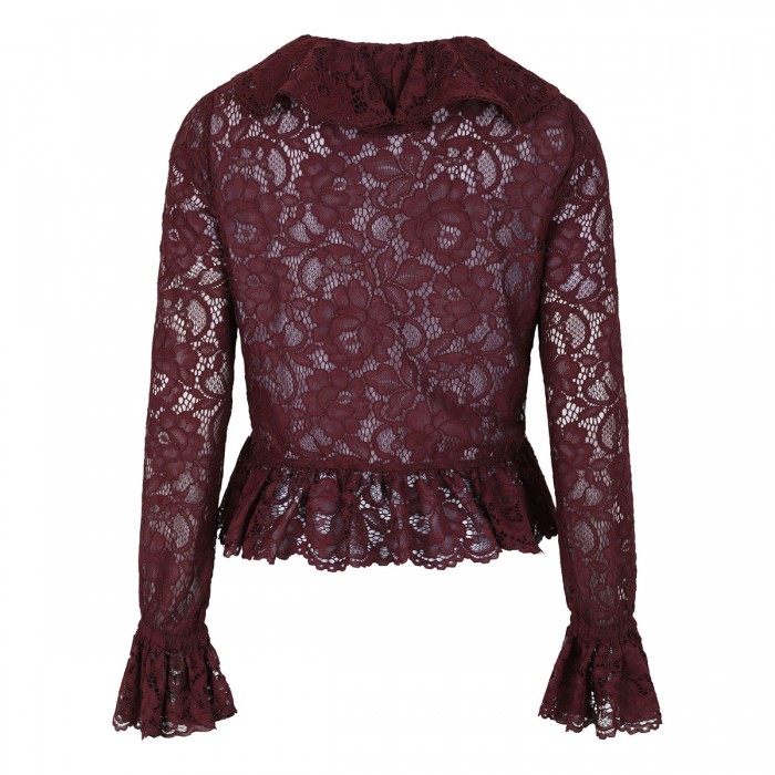 Plum lace ruffle top