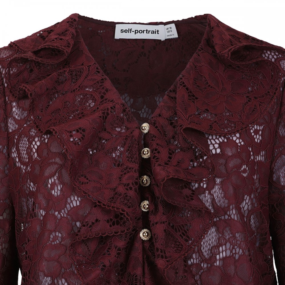Plum lace ruffle top