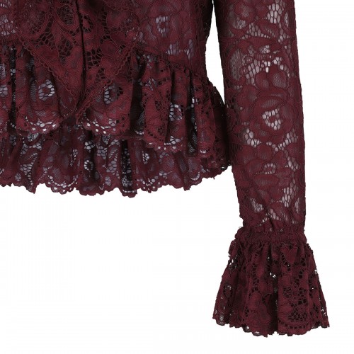 Plum lace ruffle top 2