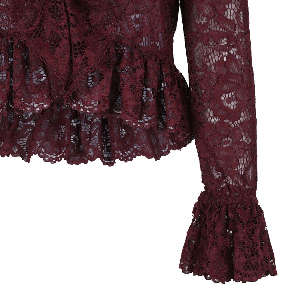 Plum lace ruffle top