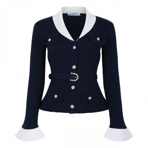 Navy ribbed knit cardigan