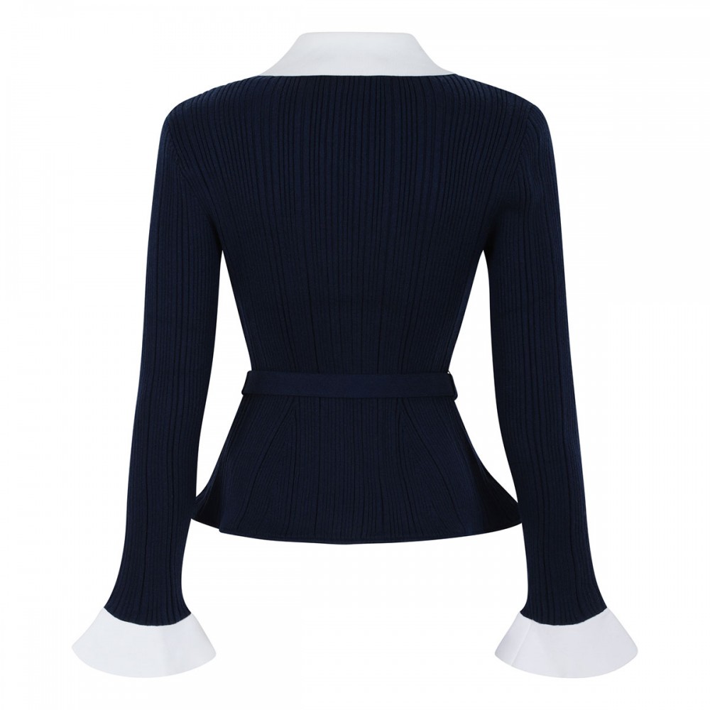 Navy ribbed knit cardigan