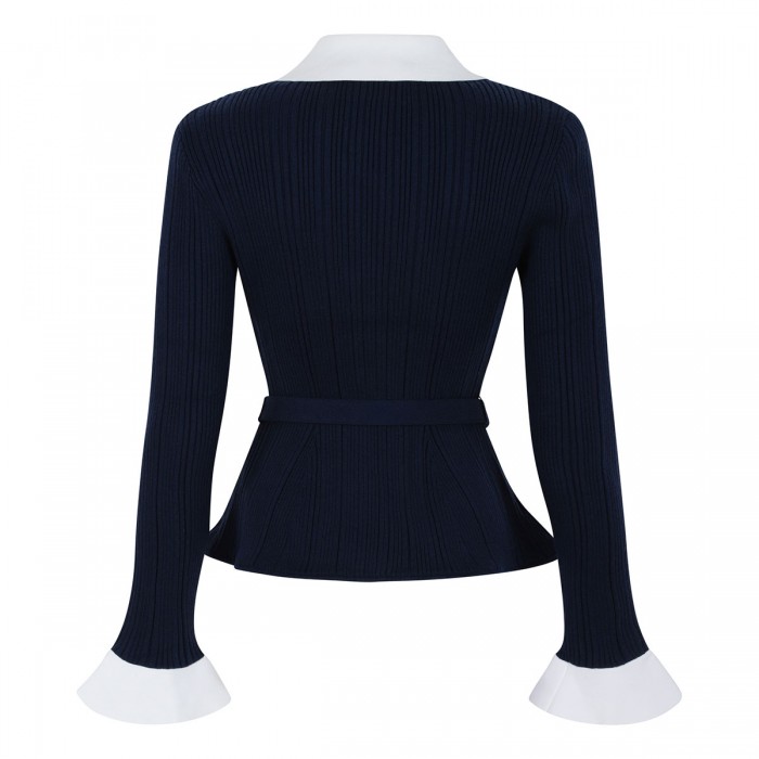 Navy ribbed knit cardigan