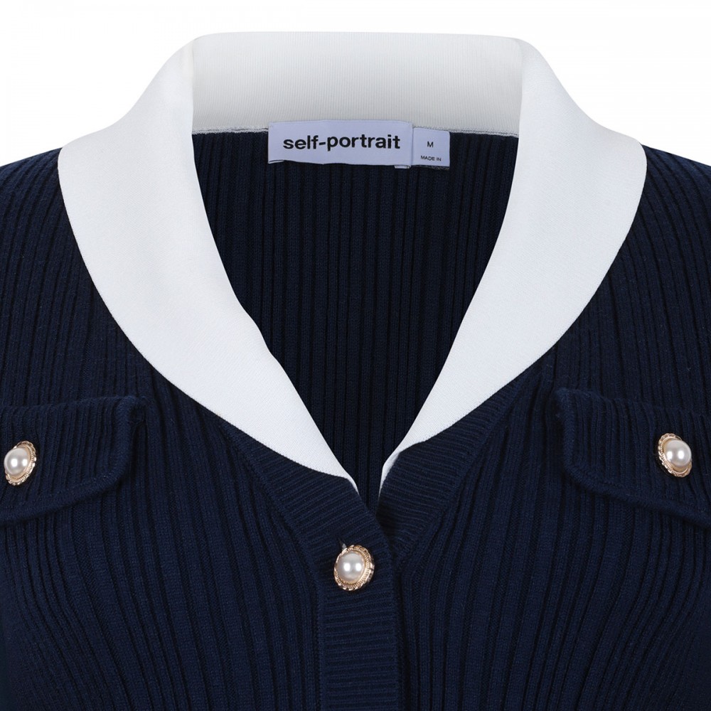 Navy ribbed knit cardigan