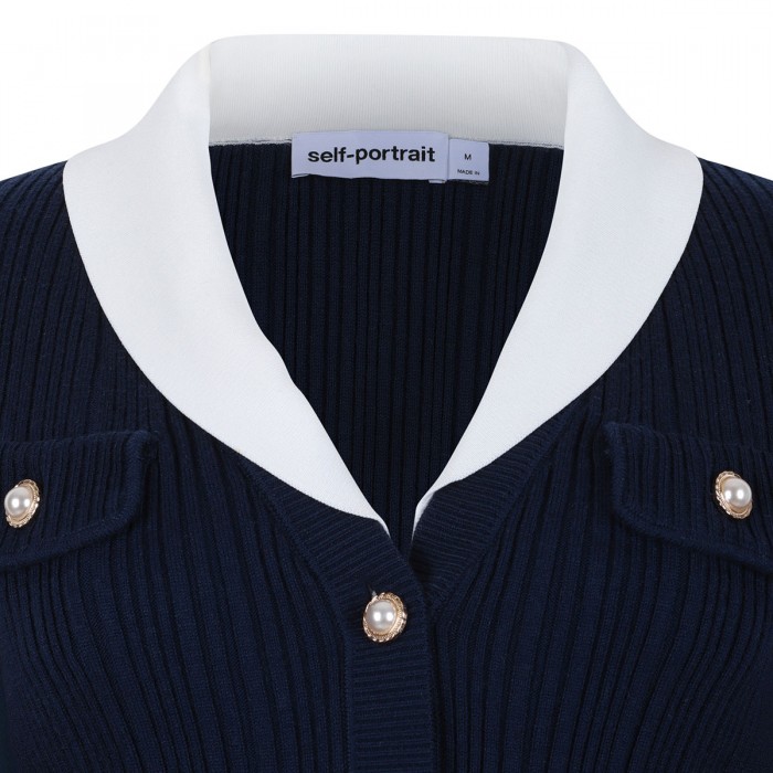 Navy ribbed knit cardigan