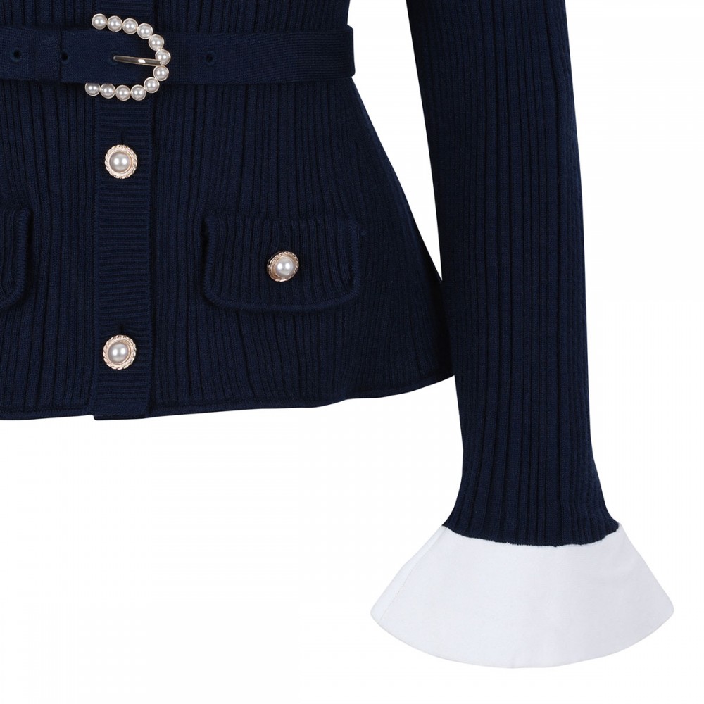 Navy ribbed knit cardigan
