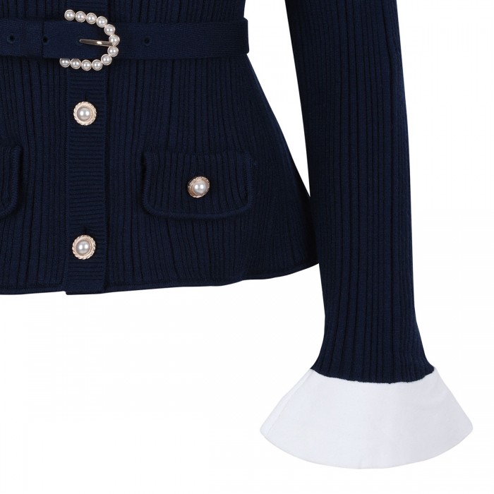 Navy ribbed knit cardigan