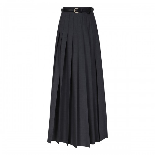 Gray pleated maxi skirt
