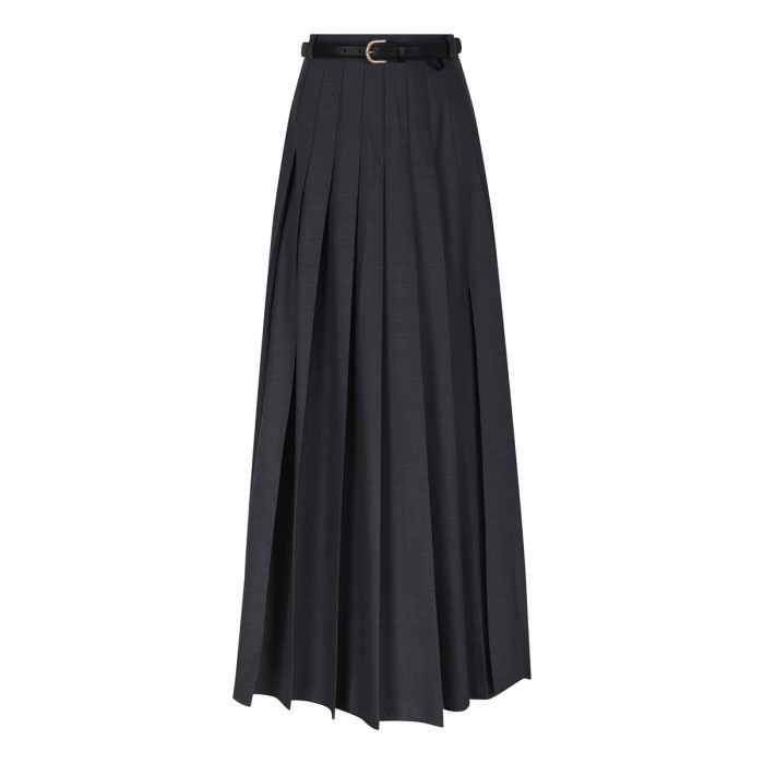 Gray pleated maxi skirt