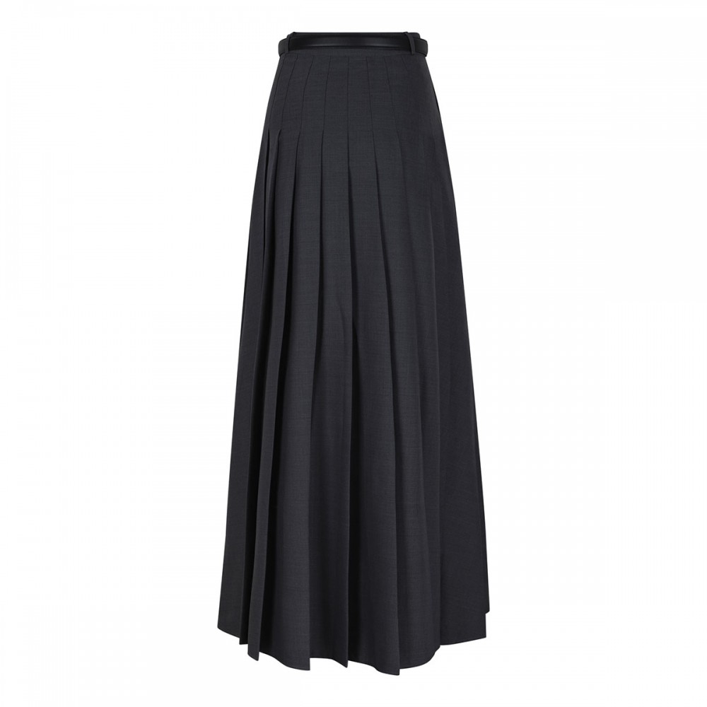 Gray pleated maxi skirt