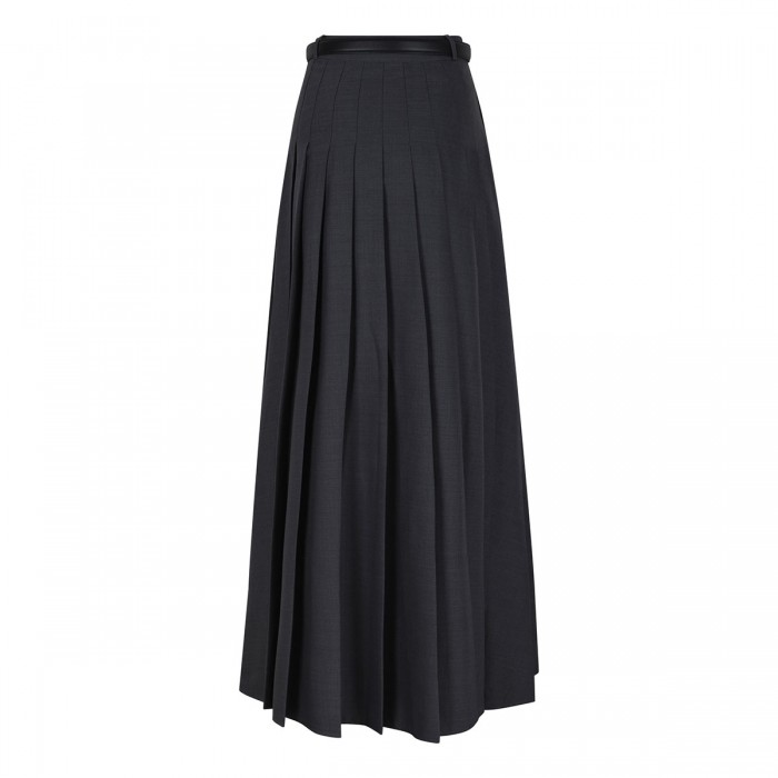 Gray pleated maxi skirt