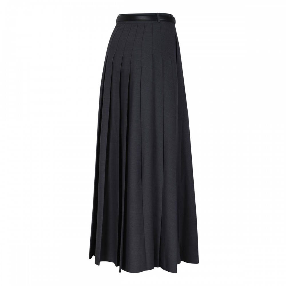 Gray pleated maxi skirt