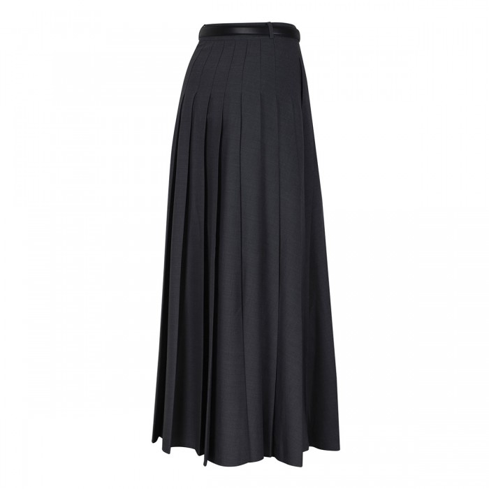 Gray pleated maxi skirt