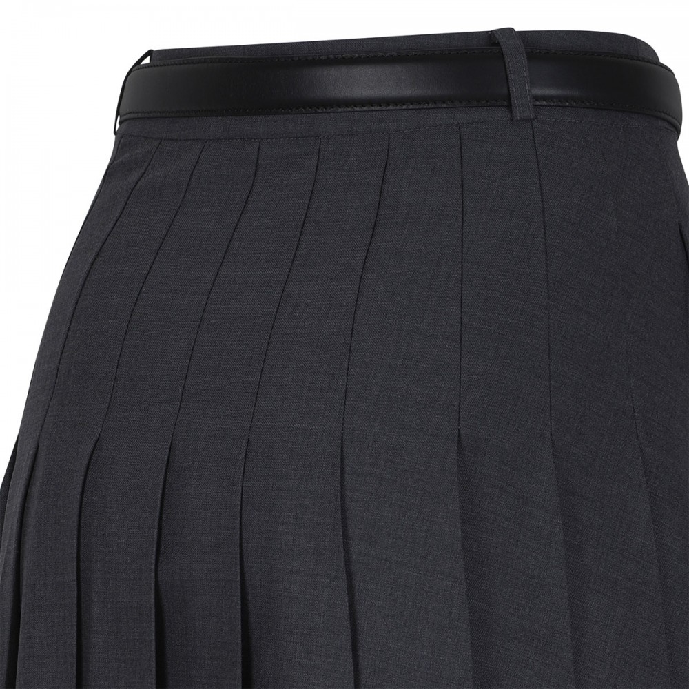 Gray pleated maxi skirt