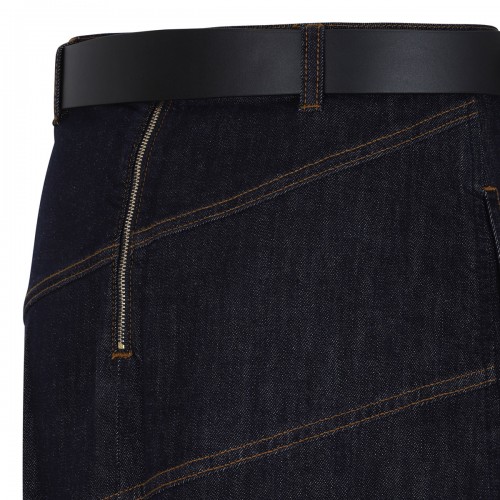 Indigo denim belted midi skirt 2