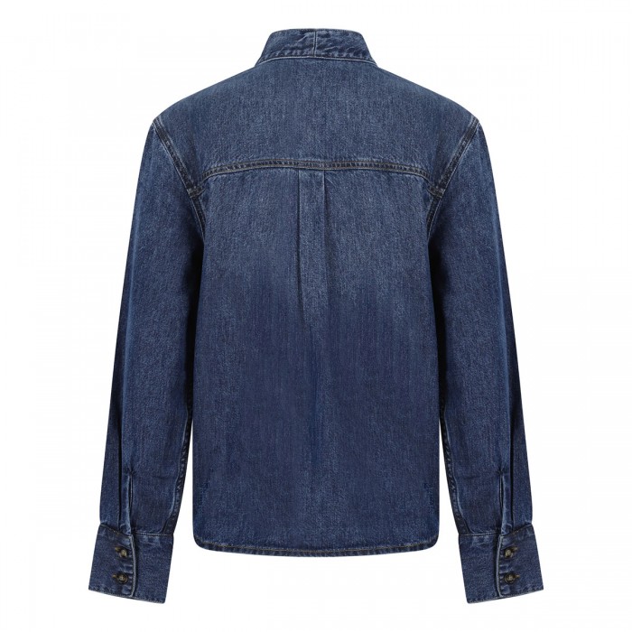 Denim tie neck shirt