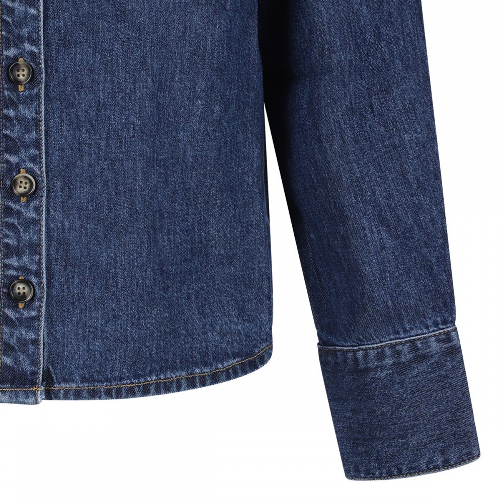 Denim tie neck shirt
