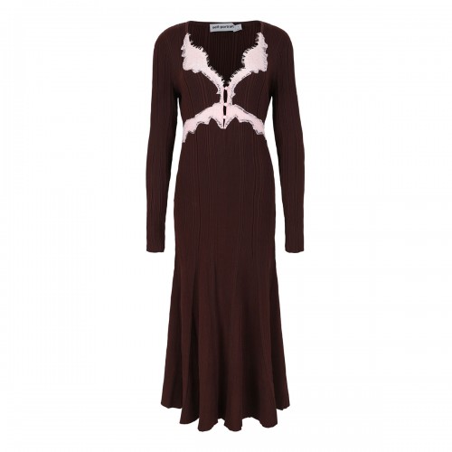 Brown contrast lace knit...