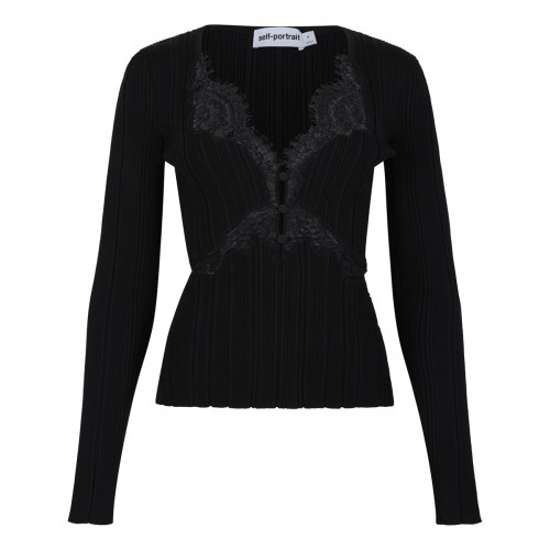 Black lace knit top
