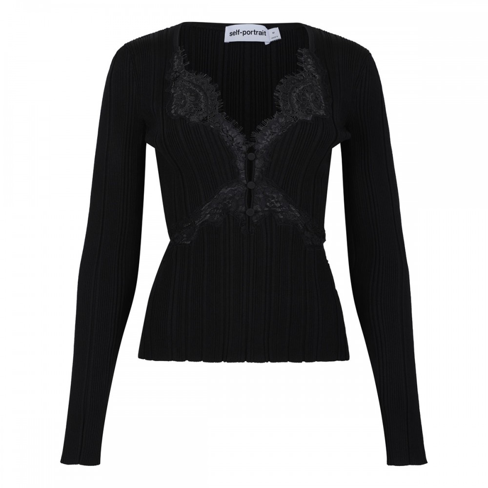 Black lace knit top
