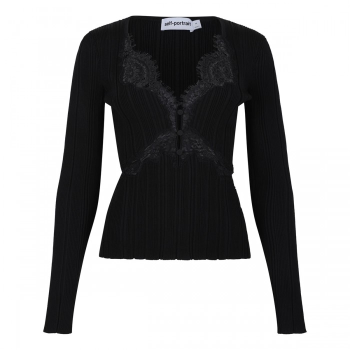 Black lace knit top
