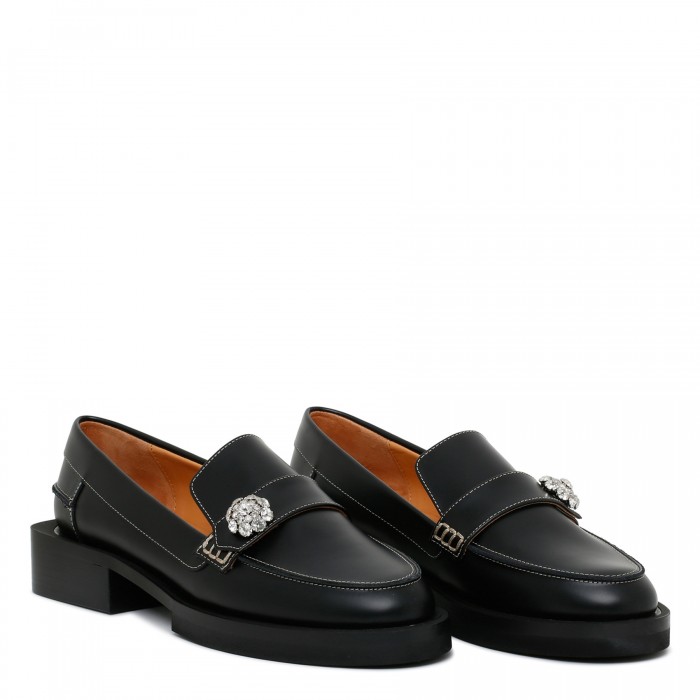 Black embellished loafers