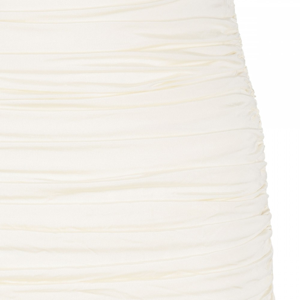 Yellow jersey draped maxi dress