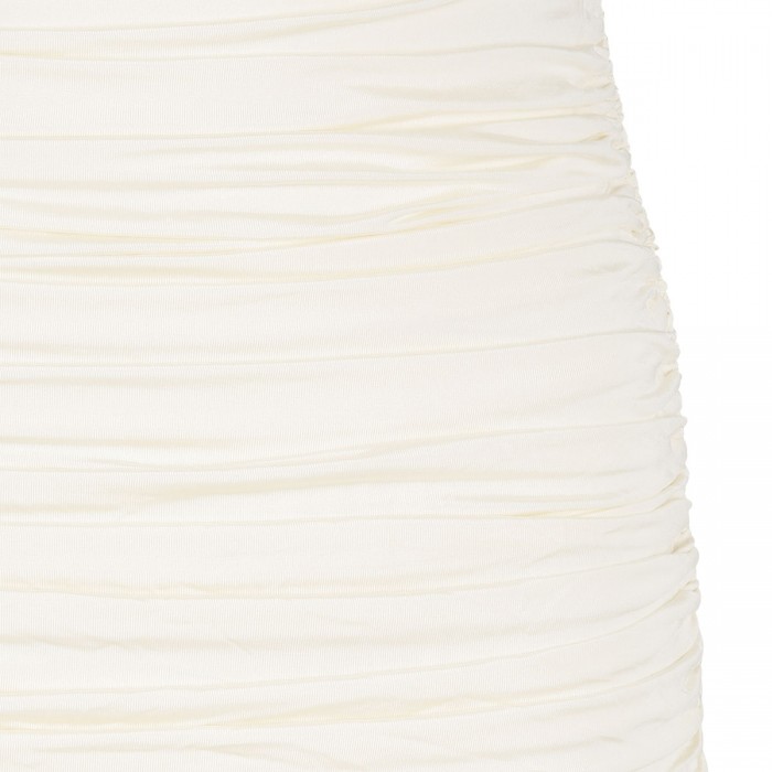 Yellow jersey draped maxi dress