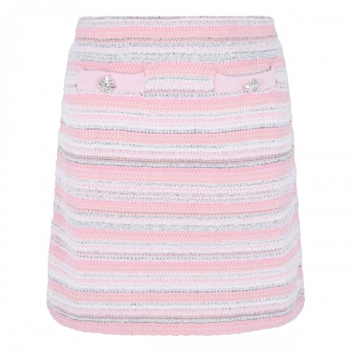 Pink textured knit mini skirt