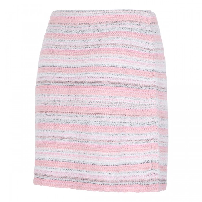 Pink textured knit mini skirt