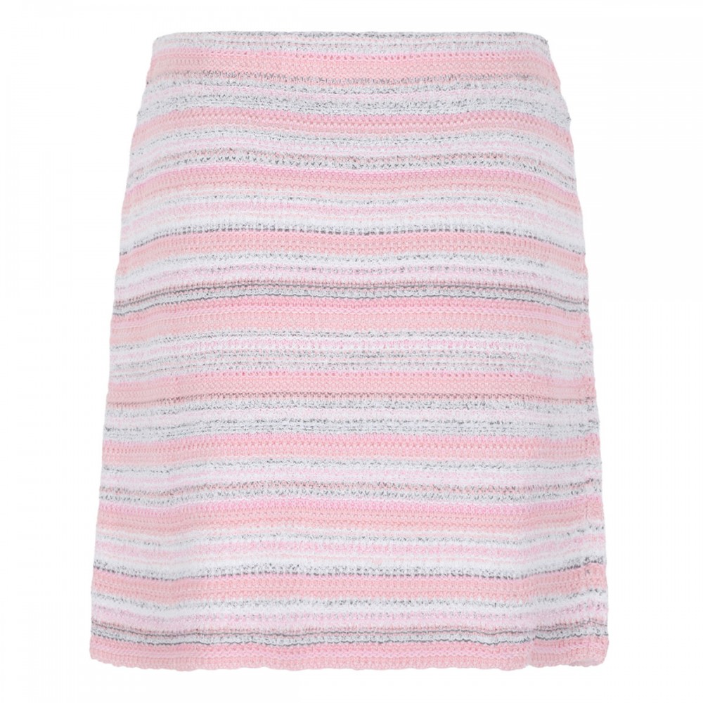 Pink textured knit mini skirt
