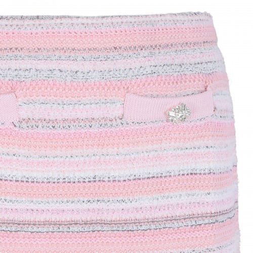 Pink textured knit mini skirt 2