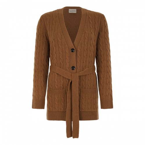 Cable-knit cashmere cardigan