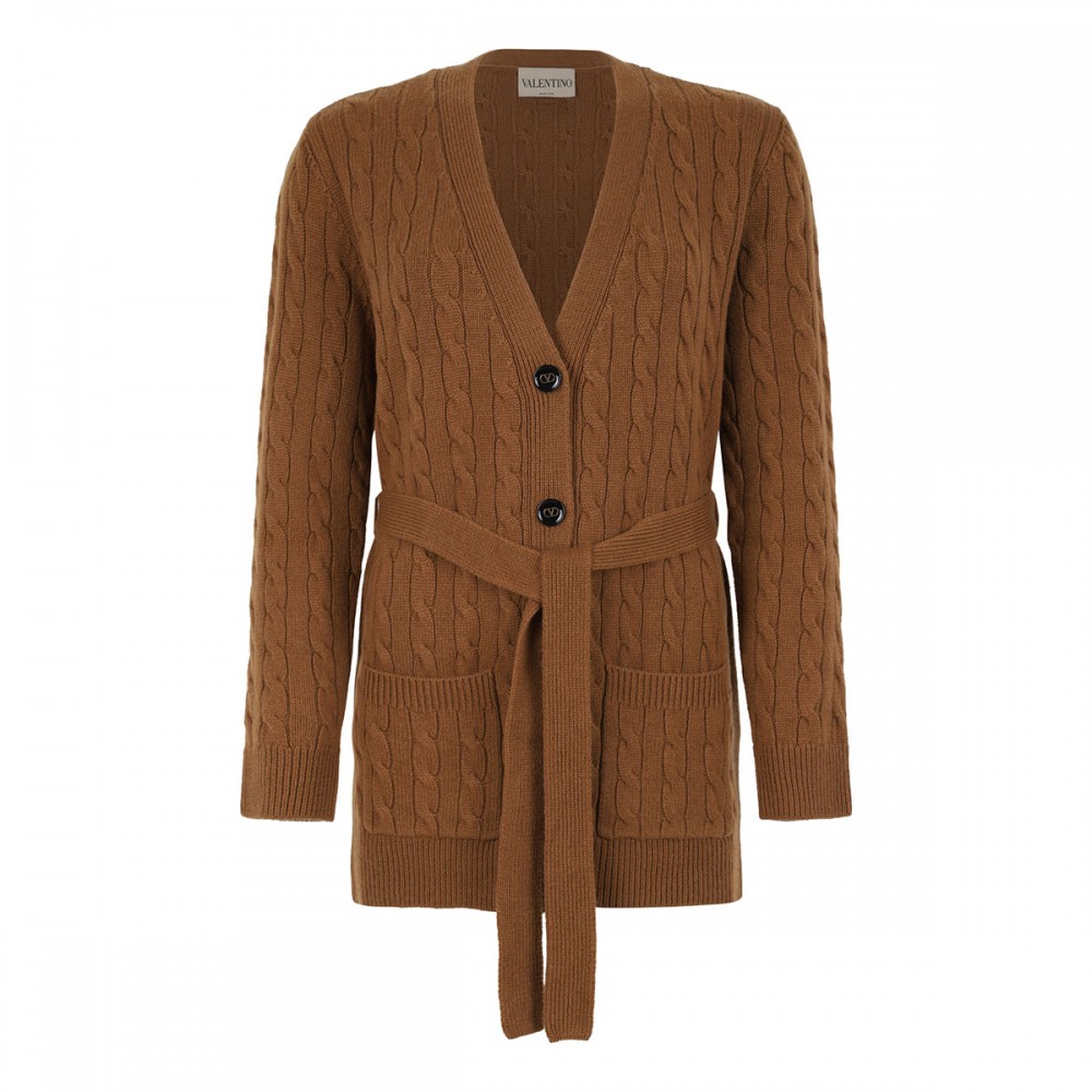 Cable-knit cashmere cardigan