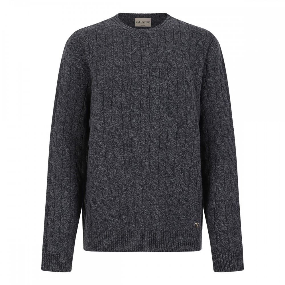 Cable-knit virgin wool sweater