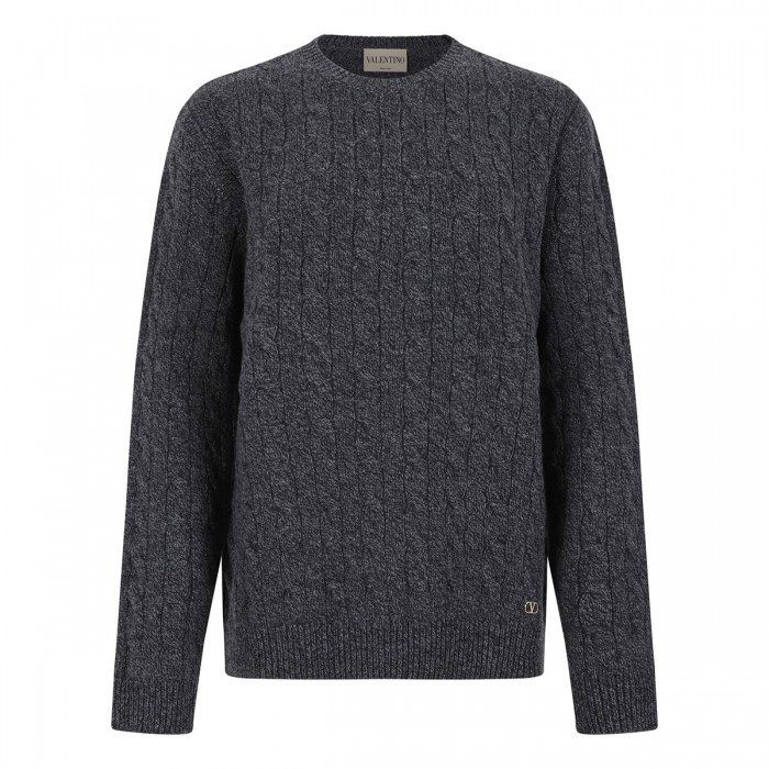 Cable-knit virgin wool sweater