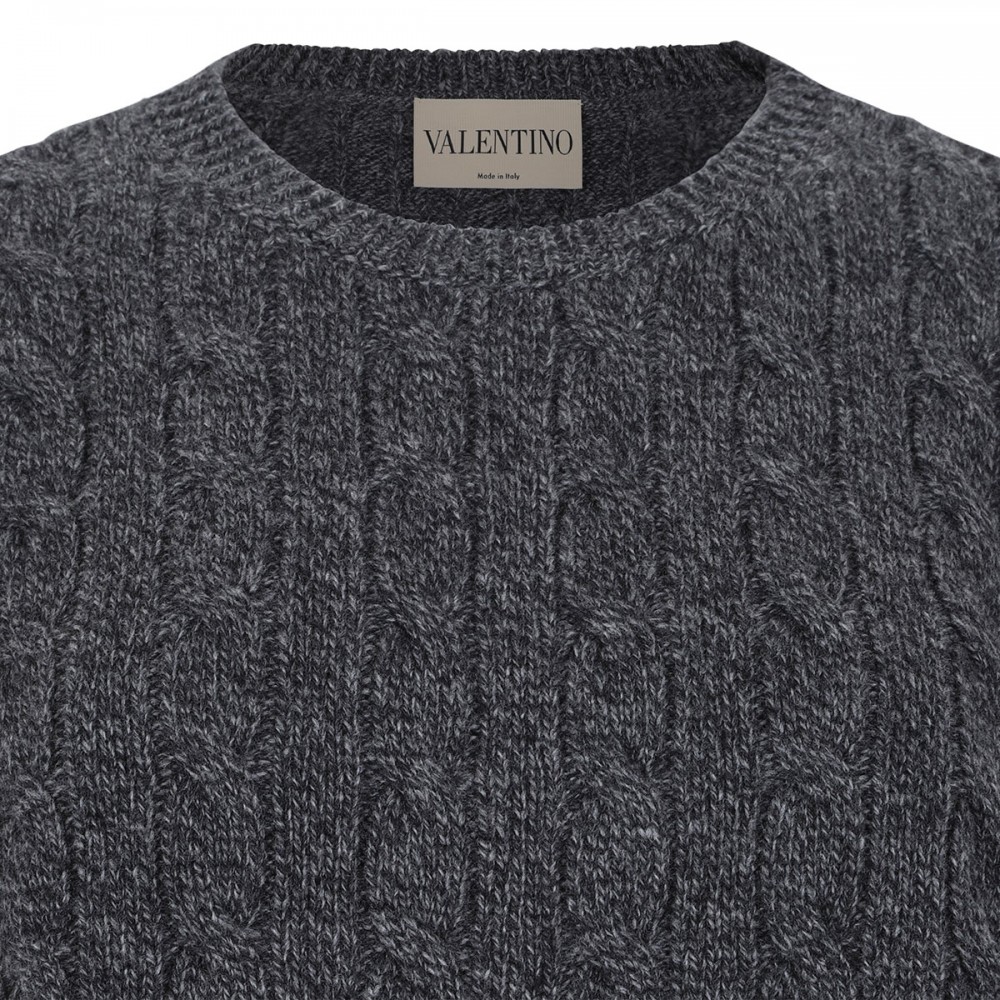 Cable-knit virgin wool sweater