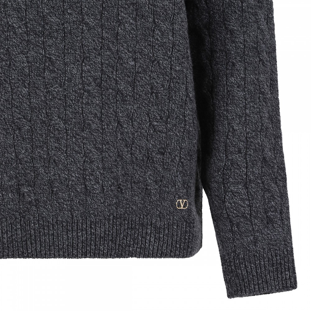 Cable-knit virgin wool sweater