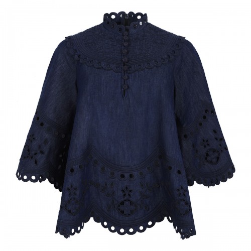 Mahon broderie denim top