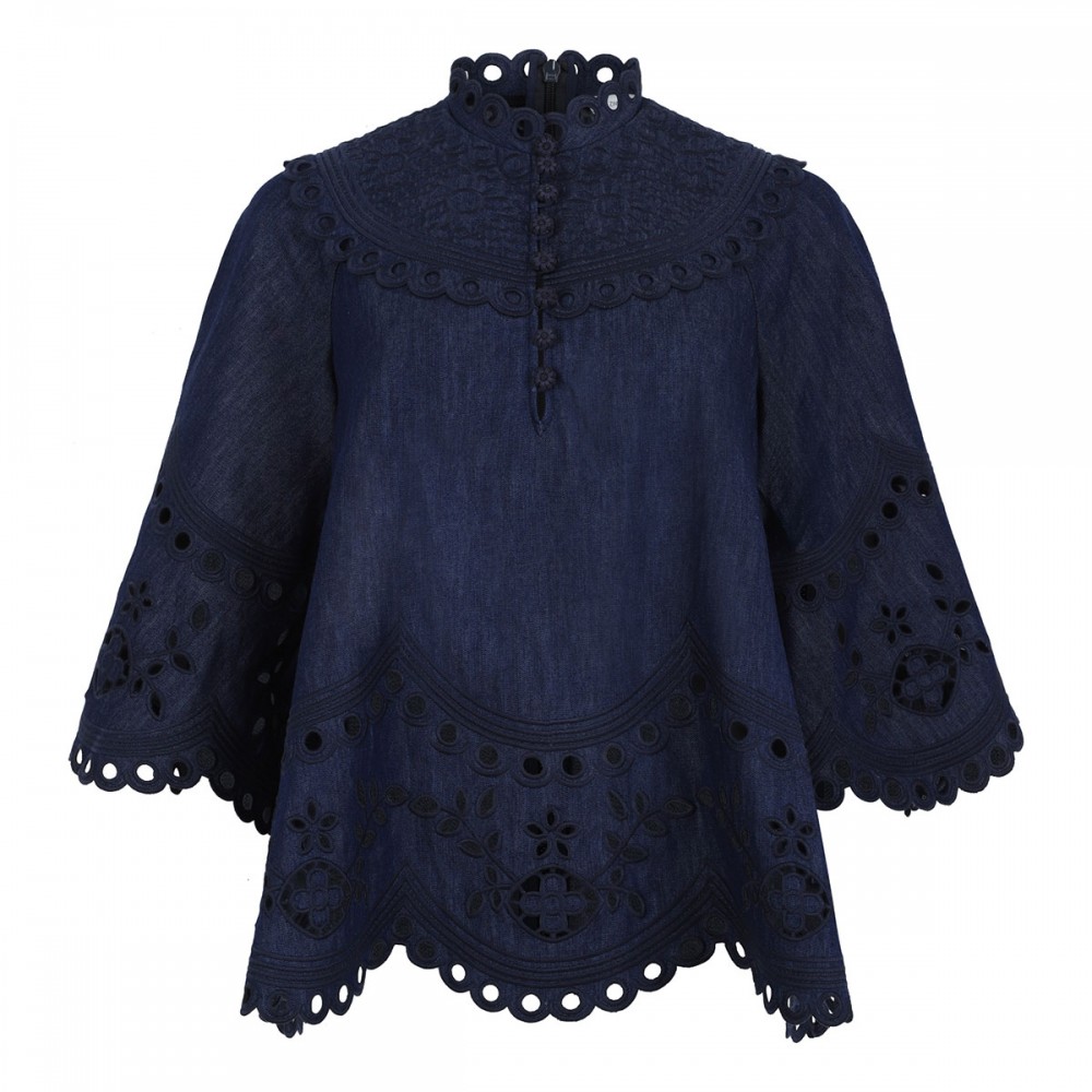Mahon broderie denim top
